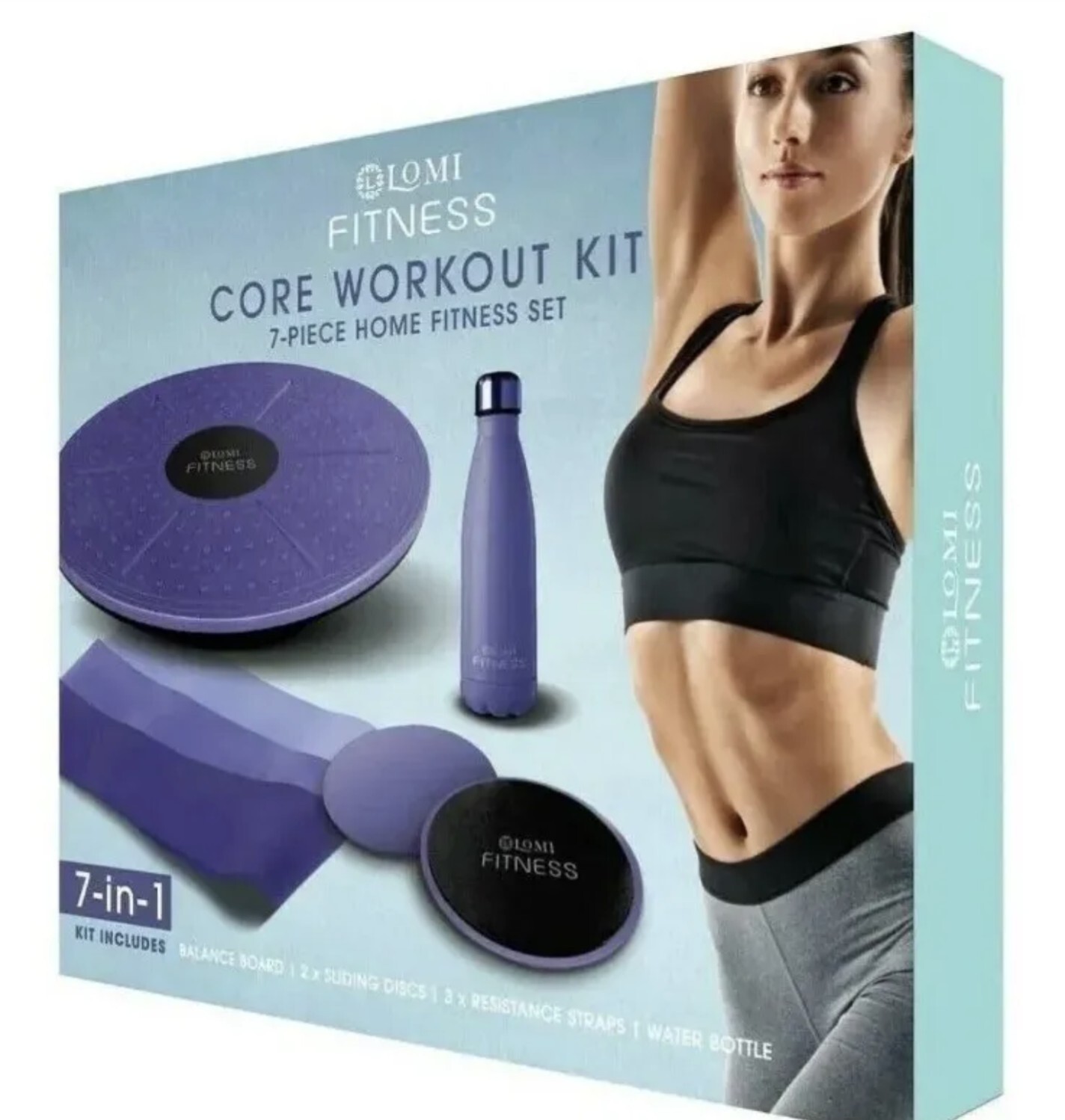 Lomi Fitness Core Workout Kit Seven-Piece Home Fitness Set Balance Board Straps