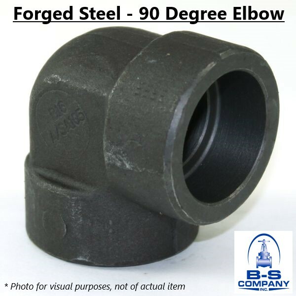 3/4" Class 3000 Socket Weld 90 Degree Elbow A105 Forged Steel Fitting (Lot of 4)