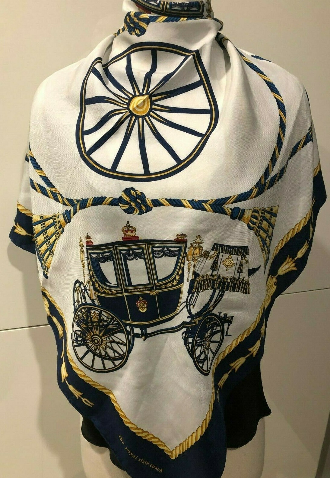 Vintage Royal Palaces Sweden Silk Scarf 77cmx77cm Handroll Hems, Collectors Item