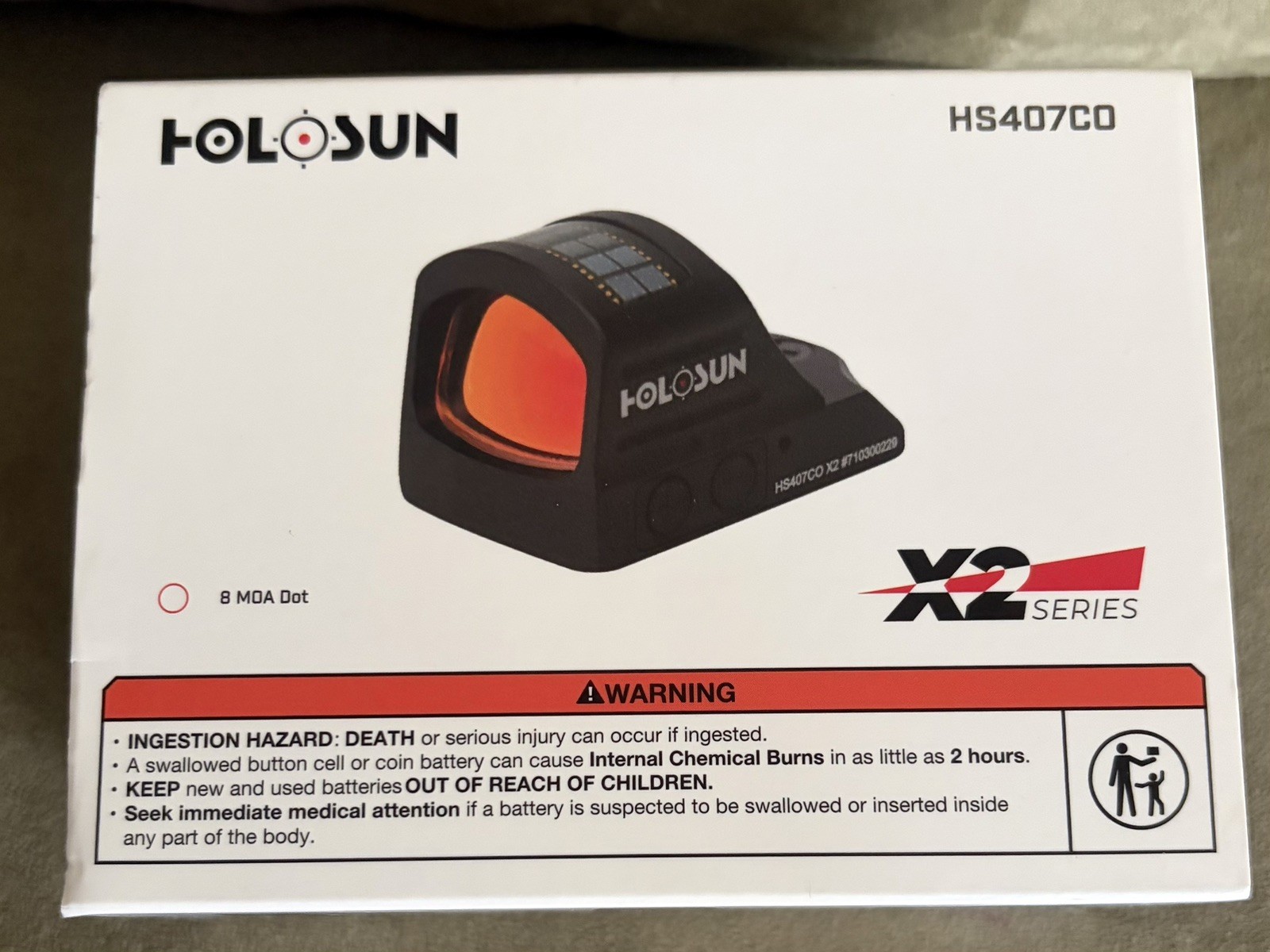 HOLOSUN HS407CO-X2 8MOA Red Dot Sight - Black Brand New!
