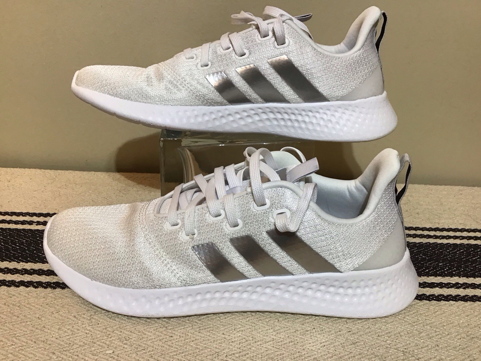 adidas Cloudfoam Super Men's Running Shoes White Silver Mesh Size 10.5 FW3264