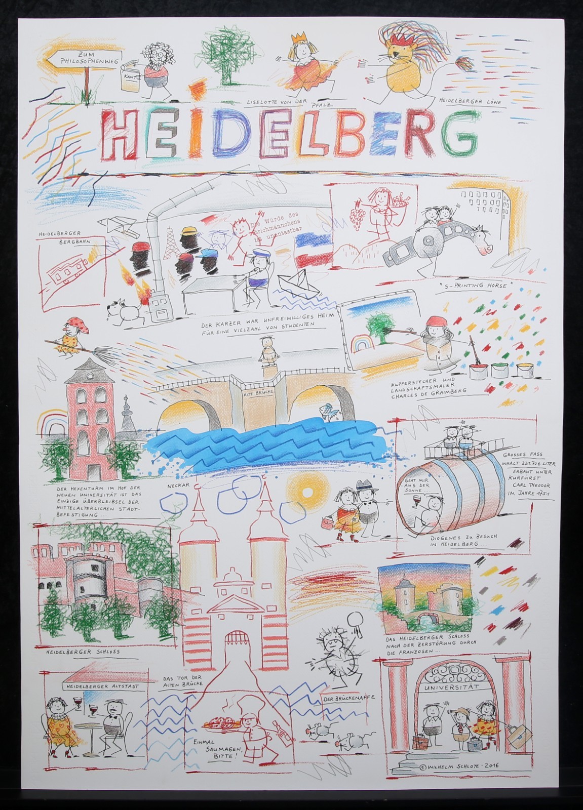 Schlote, Wilhelm-Heidelberg-original design drawing-signed unique