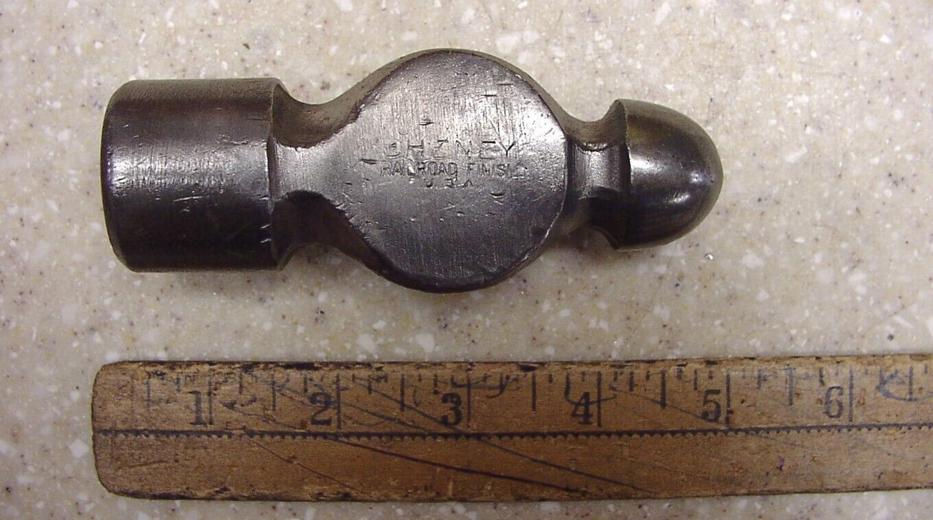 Vintage Cheney RR Finish 1lb. 6.6oz Ball Peen Hammer Head,4-3/8",Very Good Cond