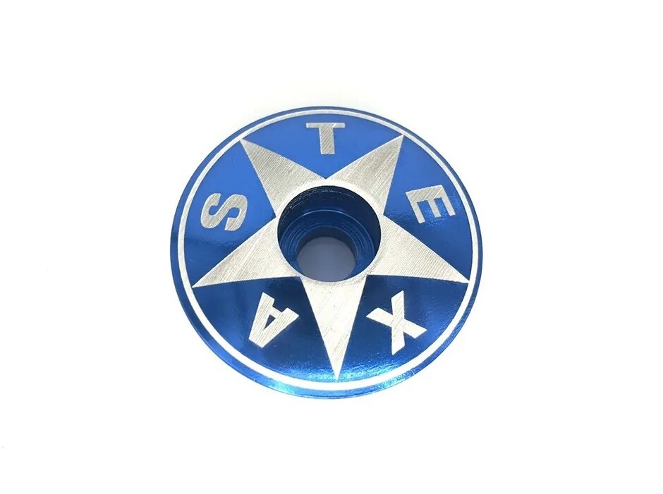 TEXAS  - Threadless Bicycle Headset Stem Cap 1 1/8" Blue USA