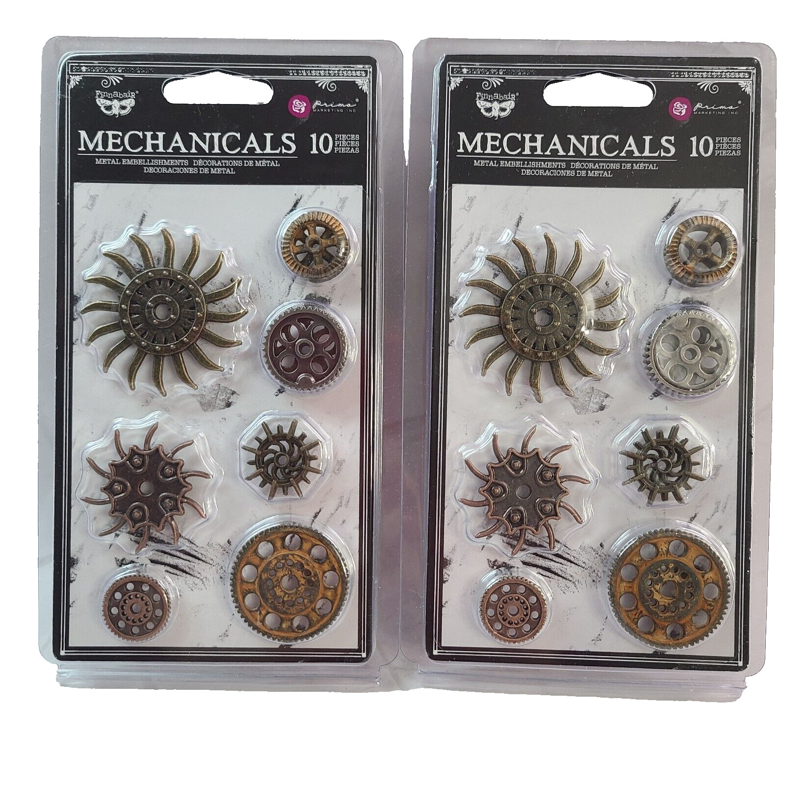 Mixed Media Steampunk Gears Metal Crafting Scrapbooking - 2 pks