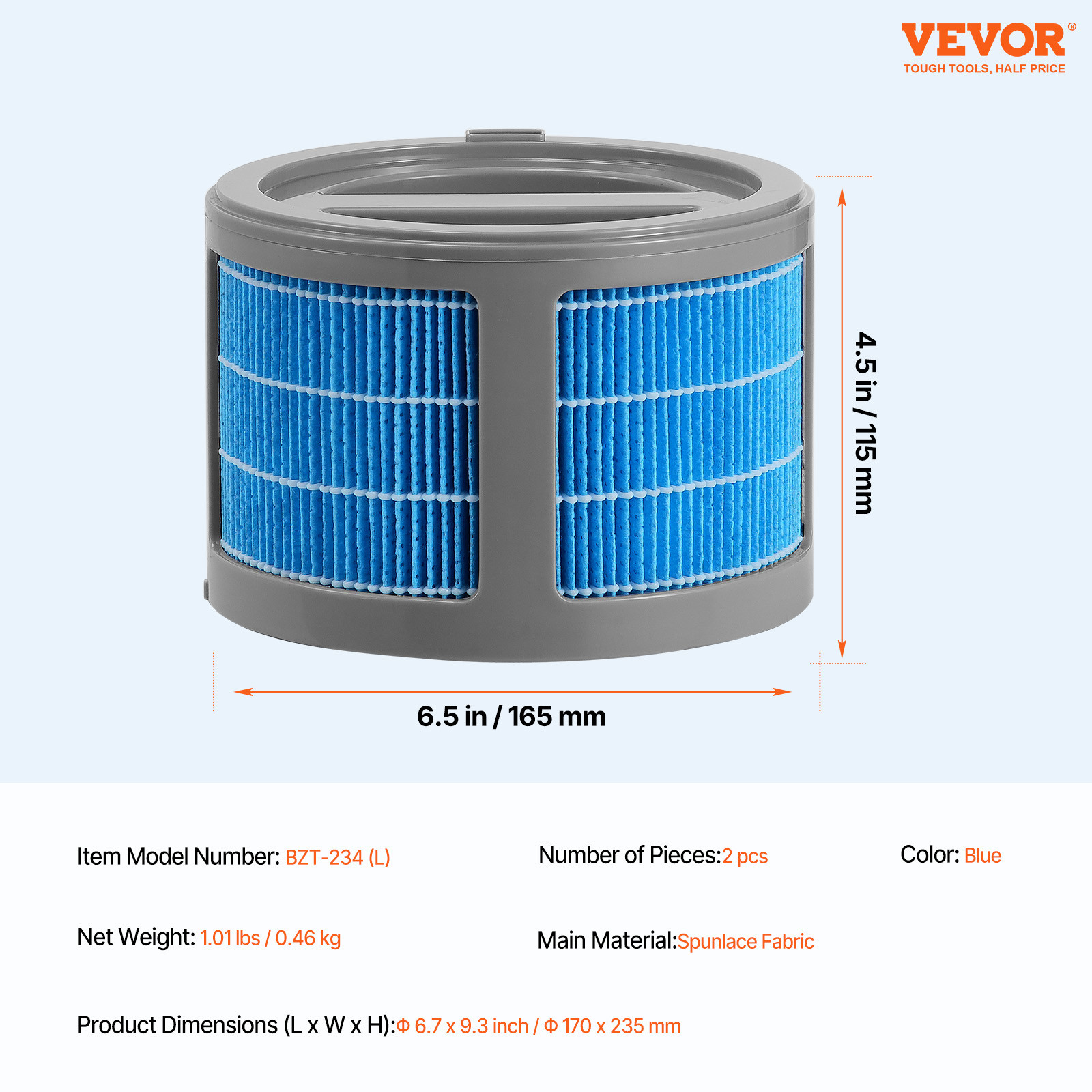 VEVOR 2 Pack Evaporative Humidifier Replacement Filter for 10L/2.64gal. Model