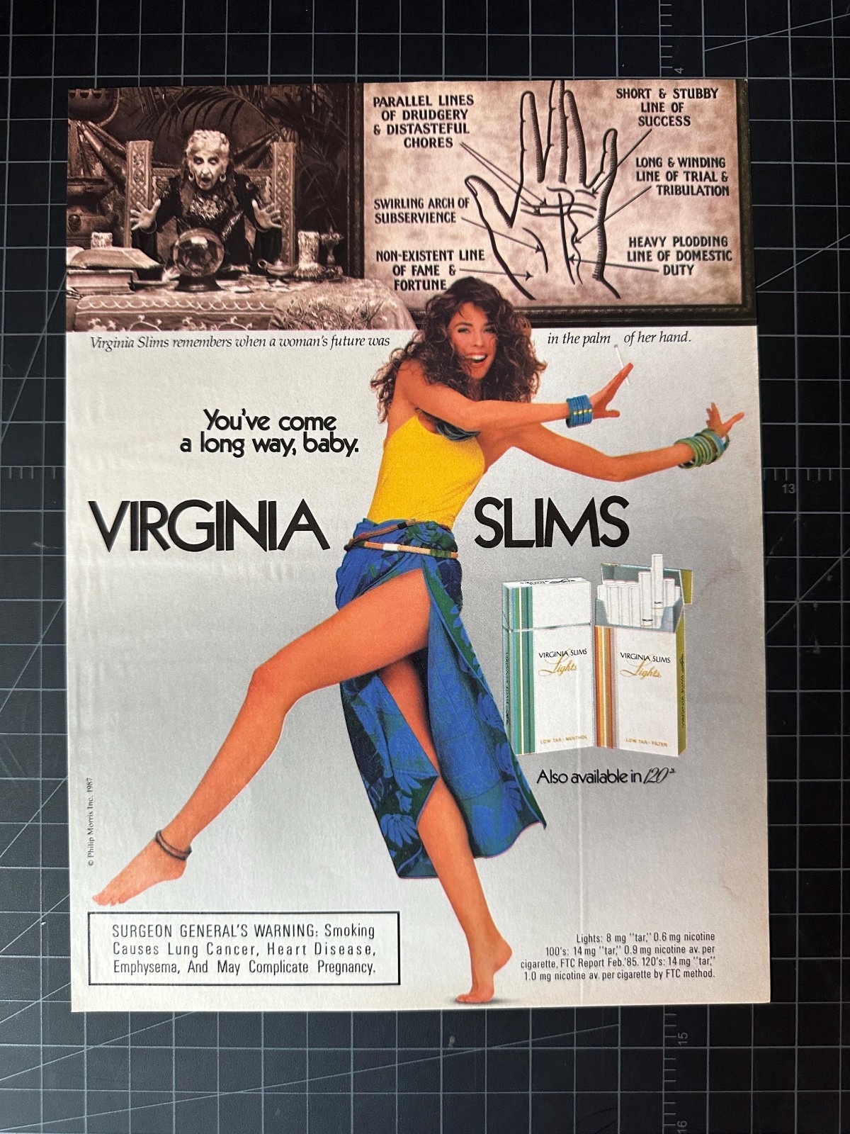 Vintage 1980s Virginia Slims Cigarettes Ad • Retro Fashion Print • Original Toba