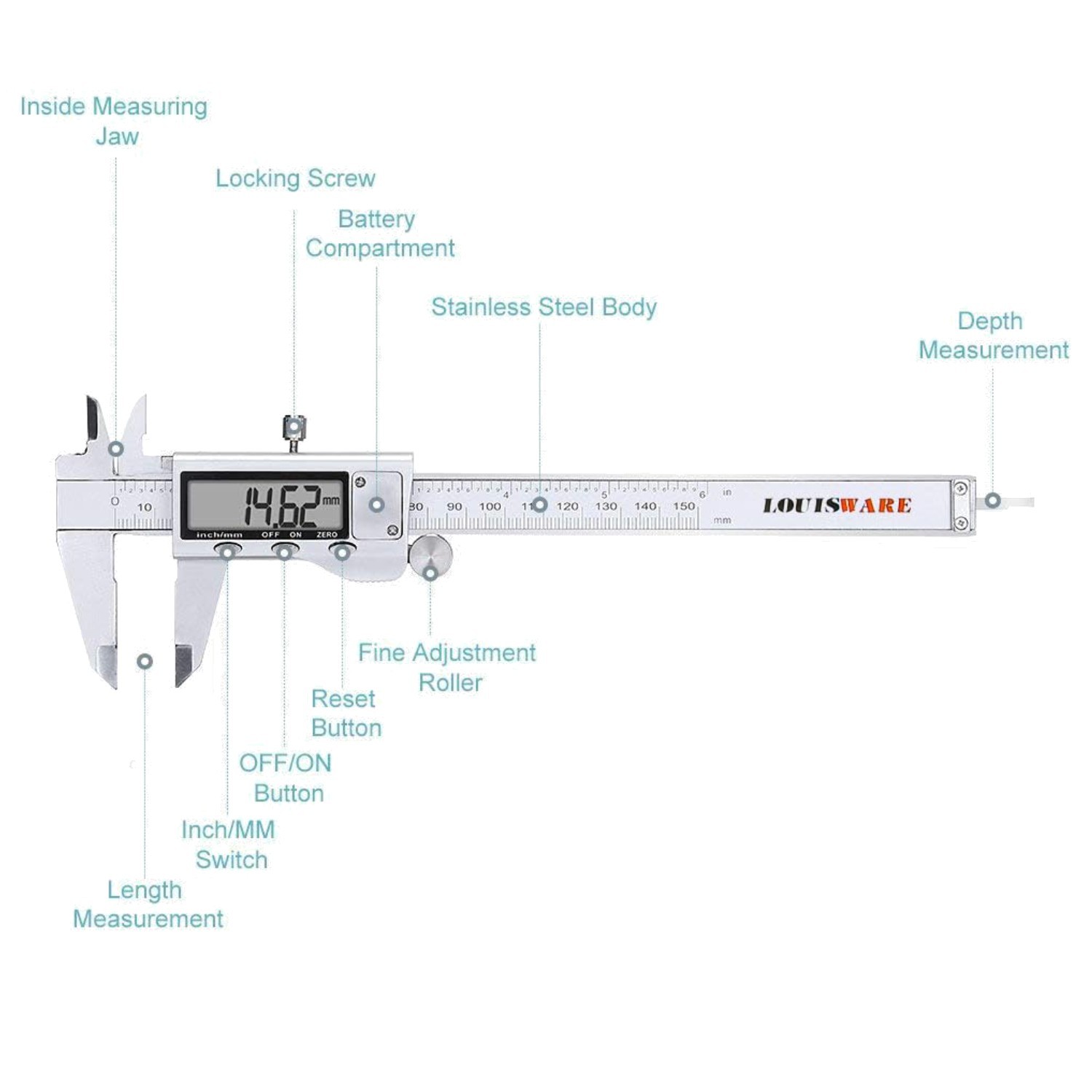 Accurate Micrometer with Large LCD Screen, Auto-Off Feature