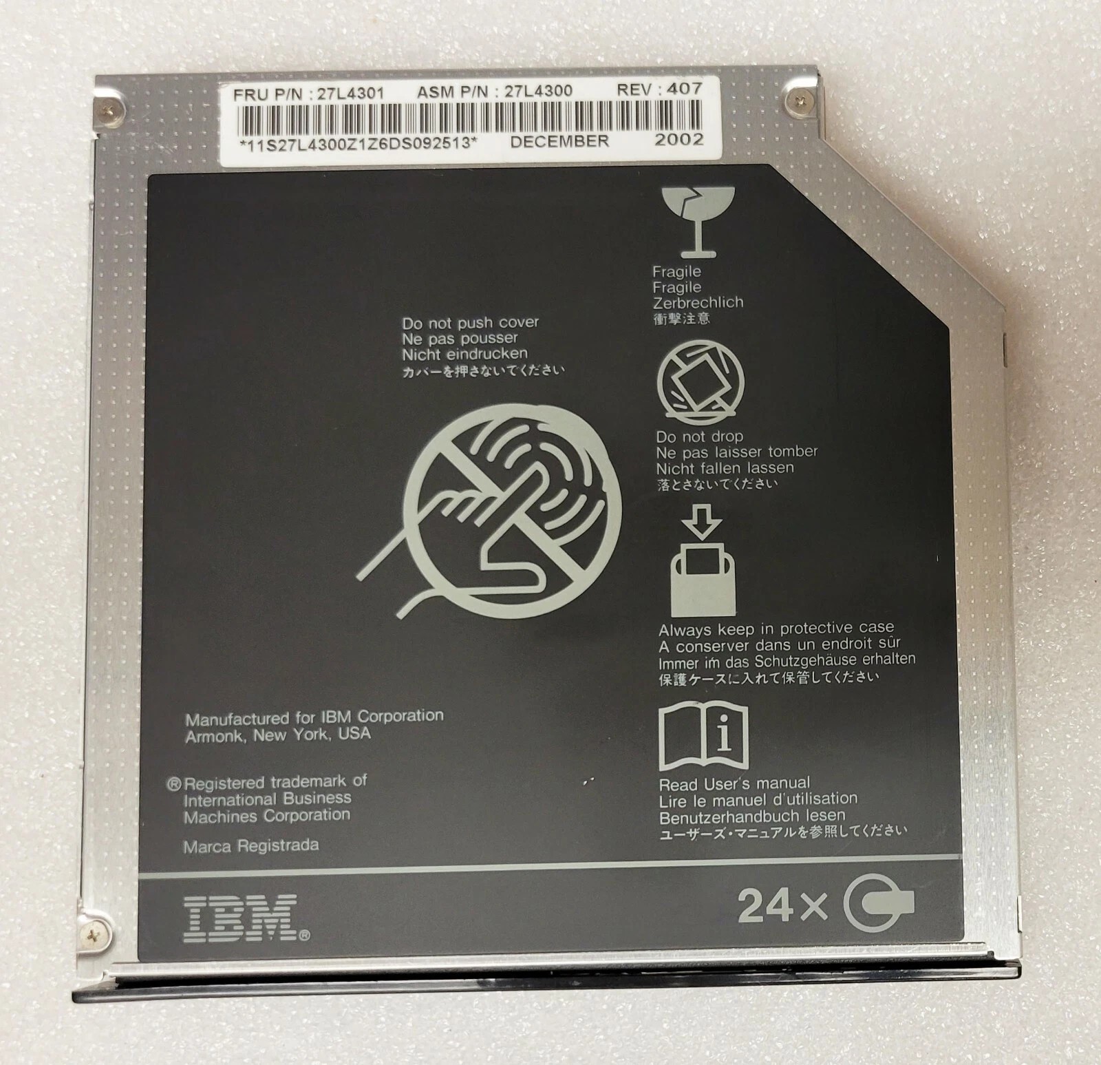 Vintage! IBM Lenovo ThinkPad Series T20 24X IDE CD-ROM drive LG FRU# 27L4301