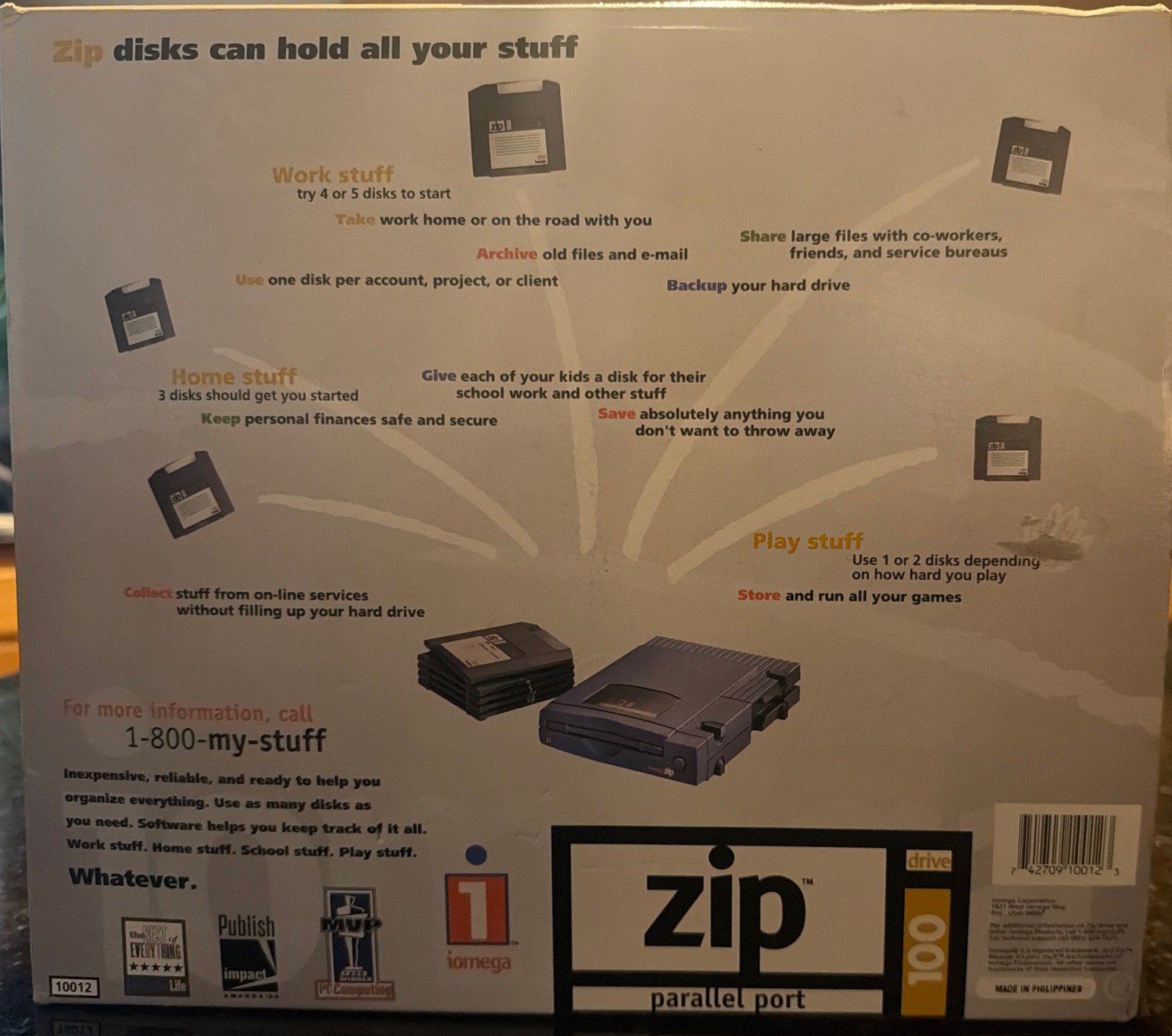 Iomega 100 MB External Zip Drive For PC w/ Parallel Port Connection OPEN BOX