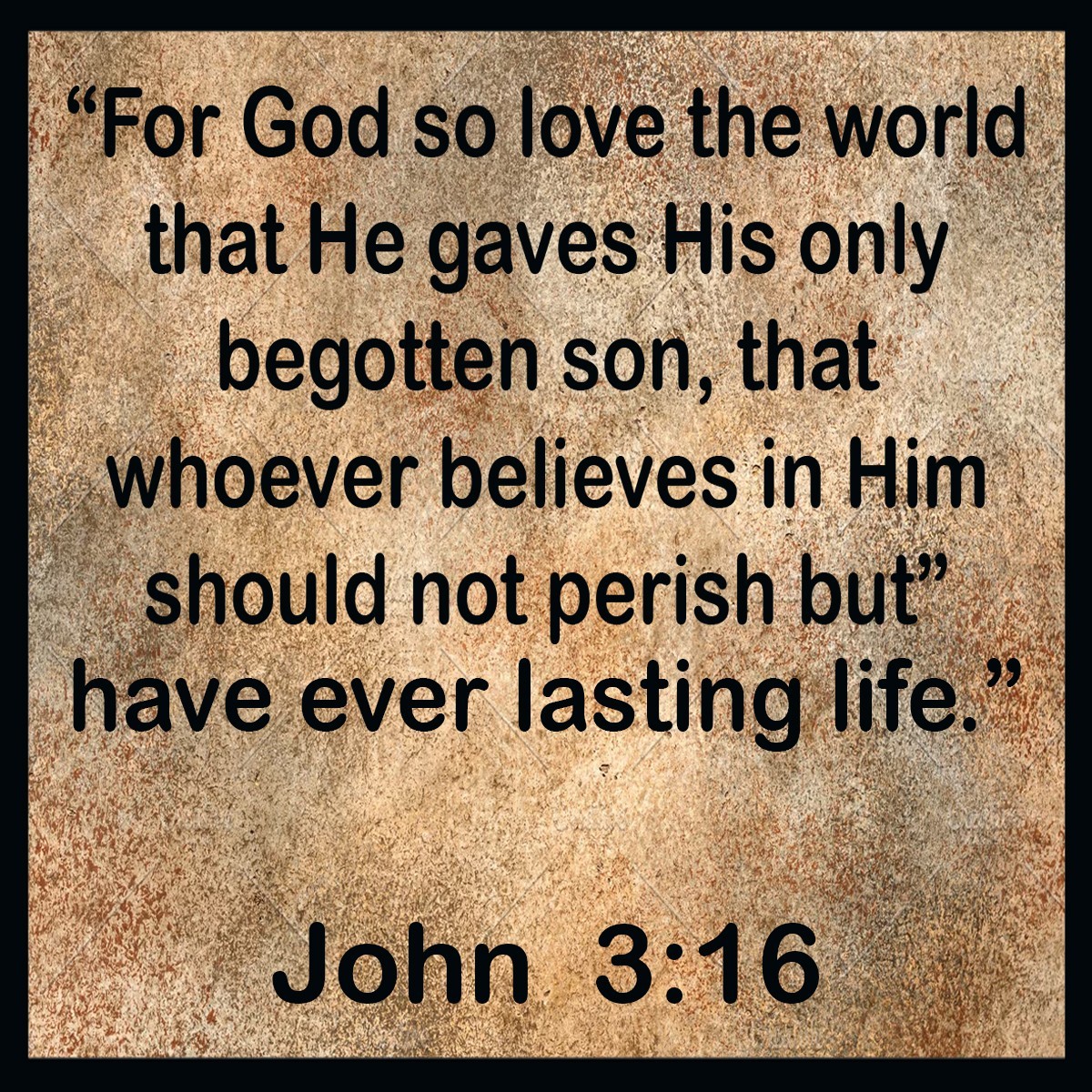 John 3:16 Verse Patch W/  Hook  & Loop Tactical Black Border I