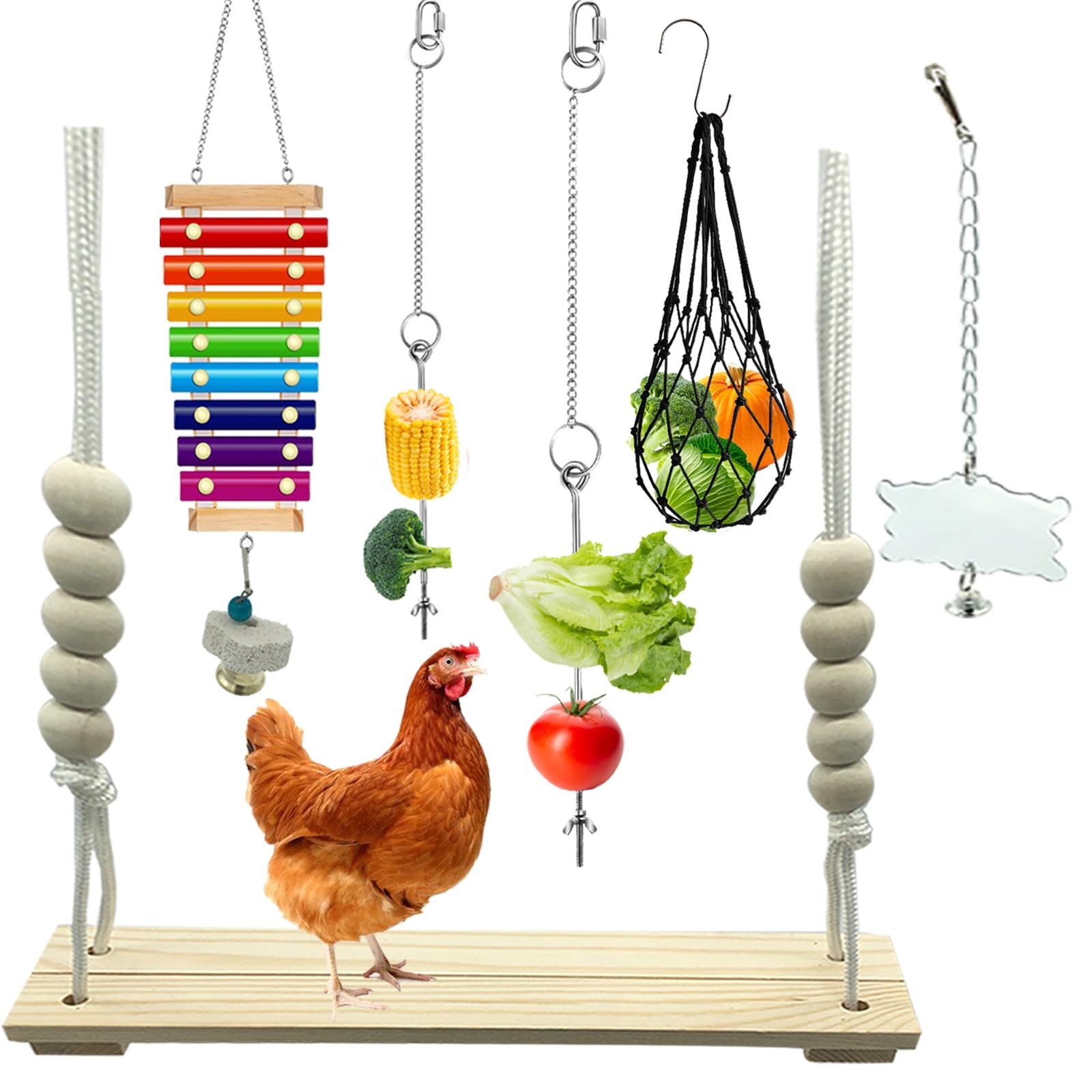 KIEYYRYT 6 Packs Chicken Toys for Coop Accessries, Swing Multicolor