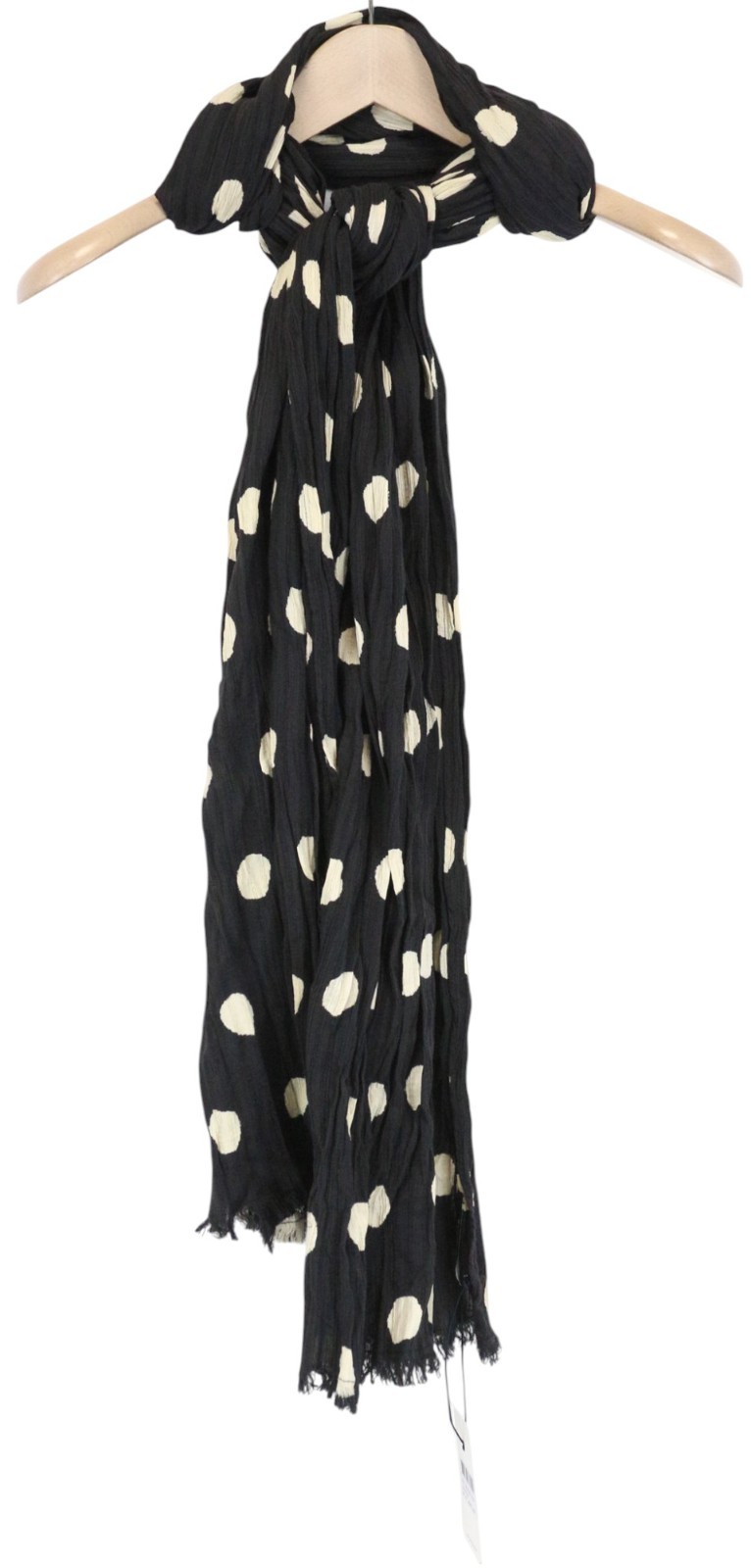 MAISON SCOTCH Ams Blauw Women's Scarf OS Black Cotton Dot Print Casual Wrap