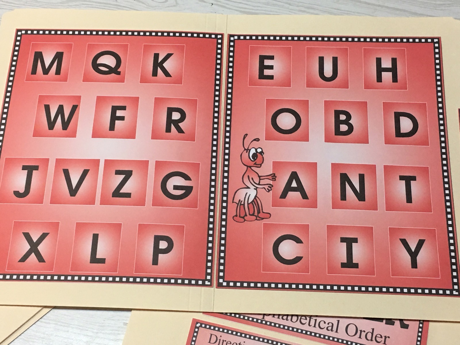 (4) Four Alphabet / Letter File Folder Set - Activity Set - READING