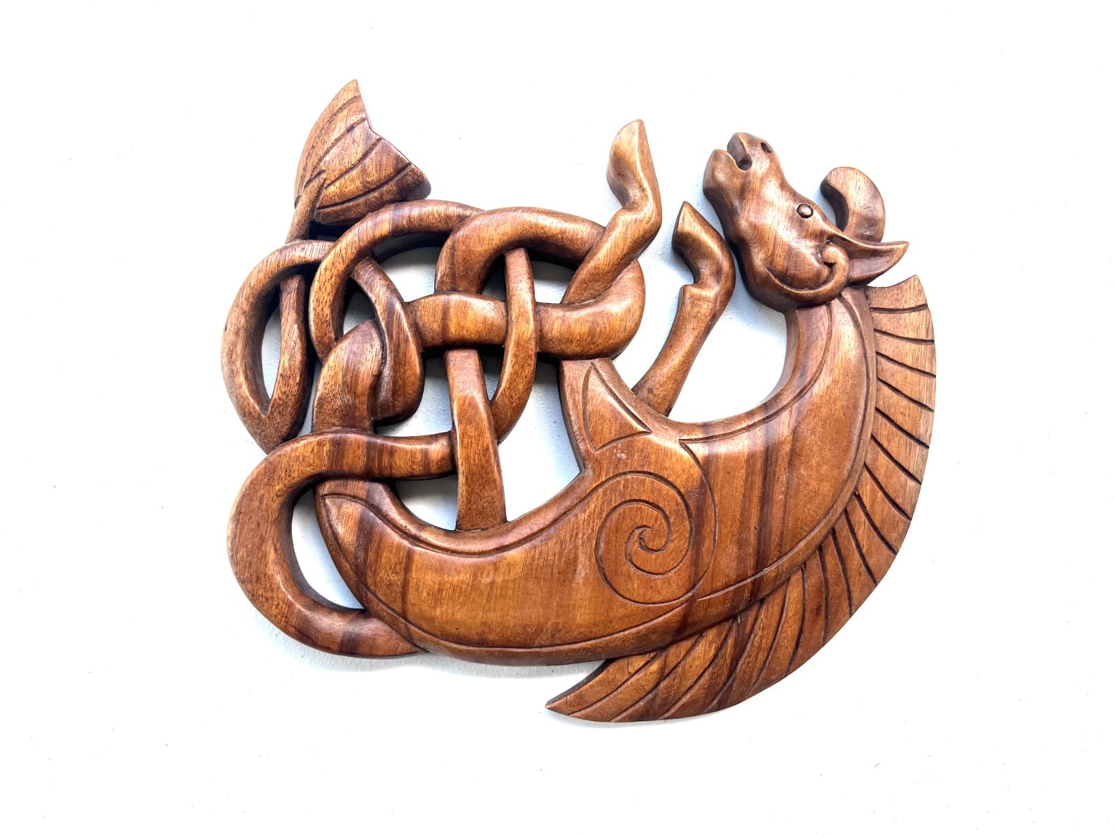 Artisan Crafted Teak Wood Horse Wall Hanging Rustic Farmhouse Decor 12x10 inch