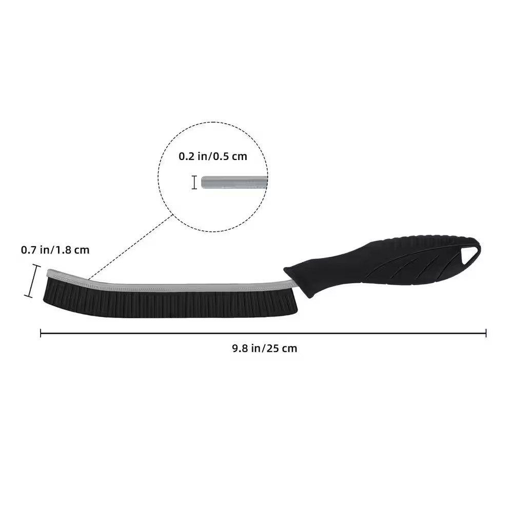 Black Hard Bristle Crevice Cleaning Brush with Multi-Surface Design for Kitchen