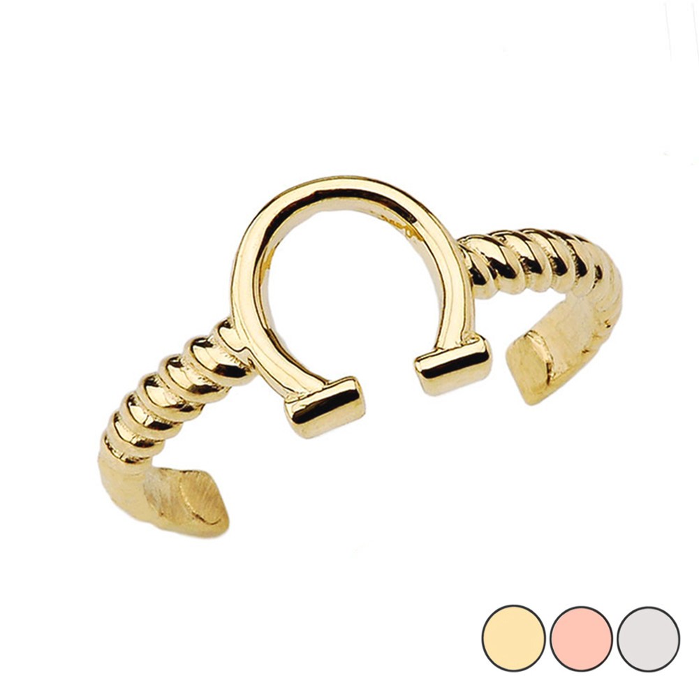 Horseshoe Rope Toe Ring in Gold (Available in Yellow/Rose/White Gold)
