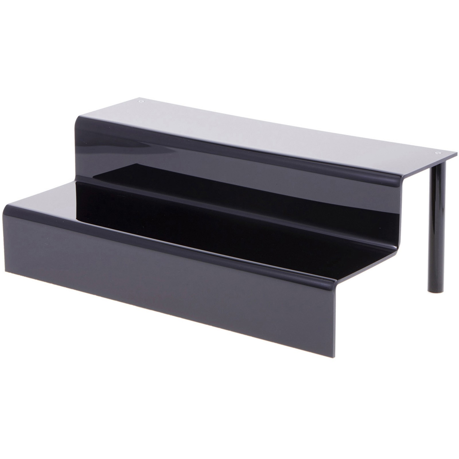 Plymor Black Acrylic 2-Step Display Stairs, 6.25" H x 18" W x 10.5" D