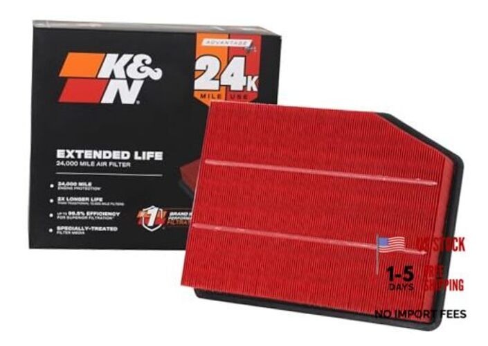 Engine Air Filter: Extended Life 24,000 Mile Replacement Air Filter:
