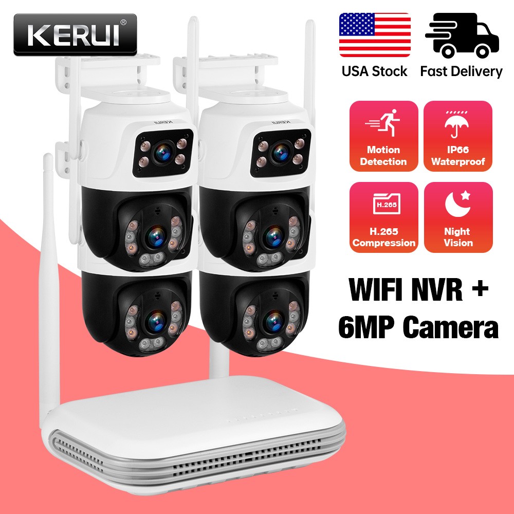 H.265+ 6MP Smart IP Cameras 8CH WiFi NVR Night Vision Surveillance Package