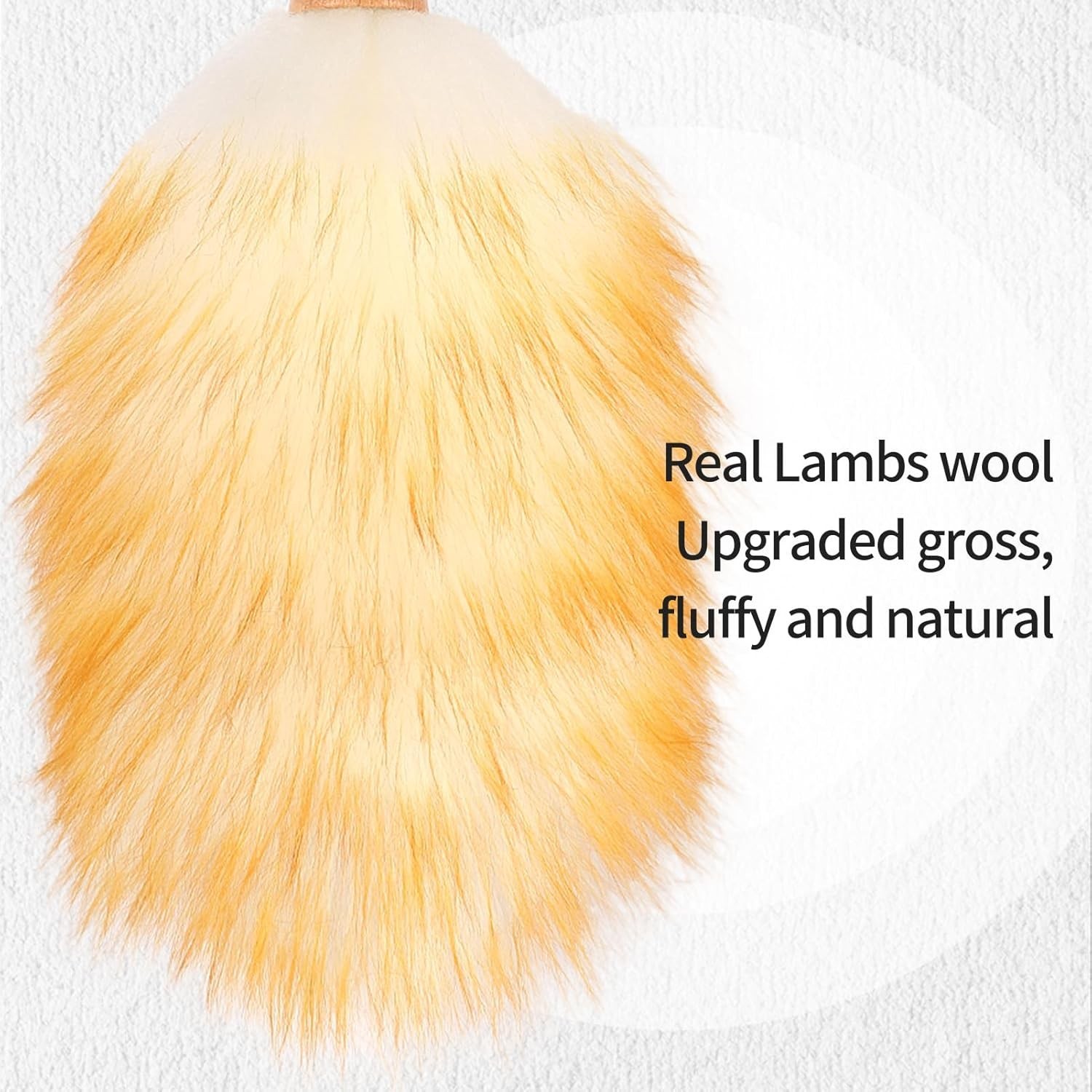 Feather Duster Lambswool Duster Cleaning,with Solid Wooden Handle,Leather Hang
