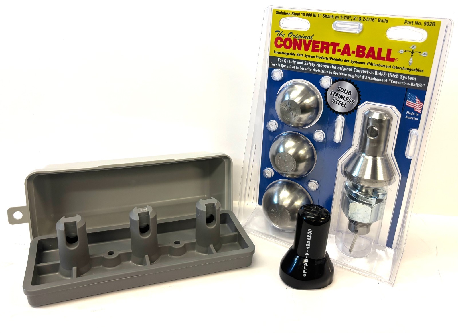 3 Ball Stainless Towing Set with Storage Box & Shank Cover (902) - USA Made!