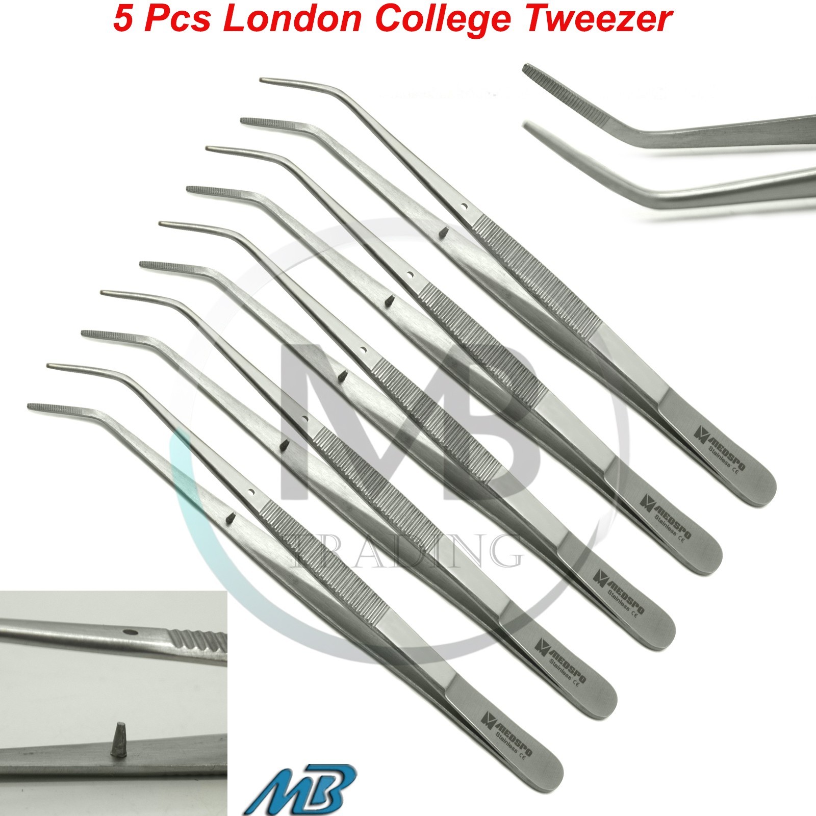 X5 Dental London College Tweezer Surgical Cotton & Dressing Forceps Serrated Tip