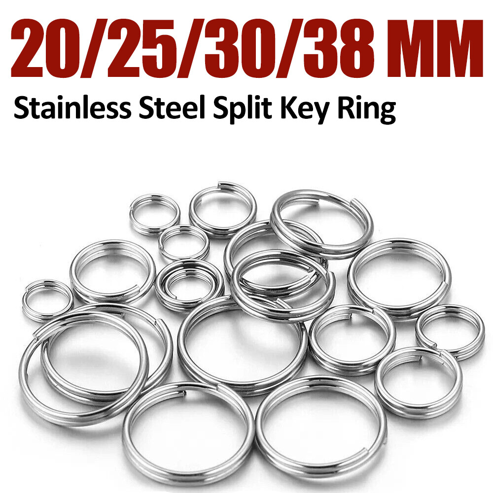 10/20x Stainless Steel Split Key Ring Round Wire Keychain Jump Ring Metal Loop