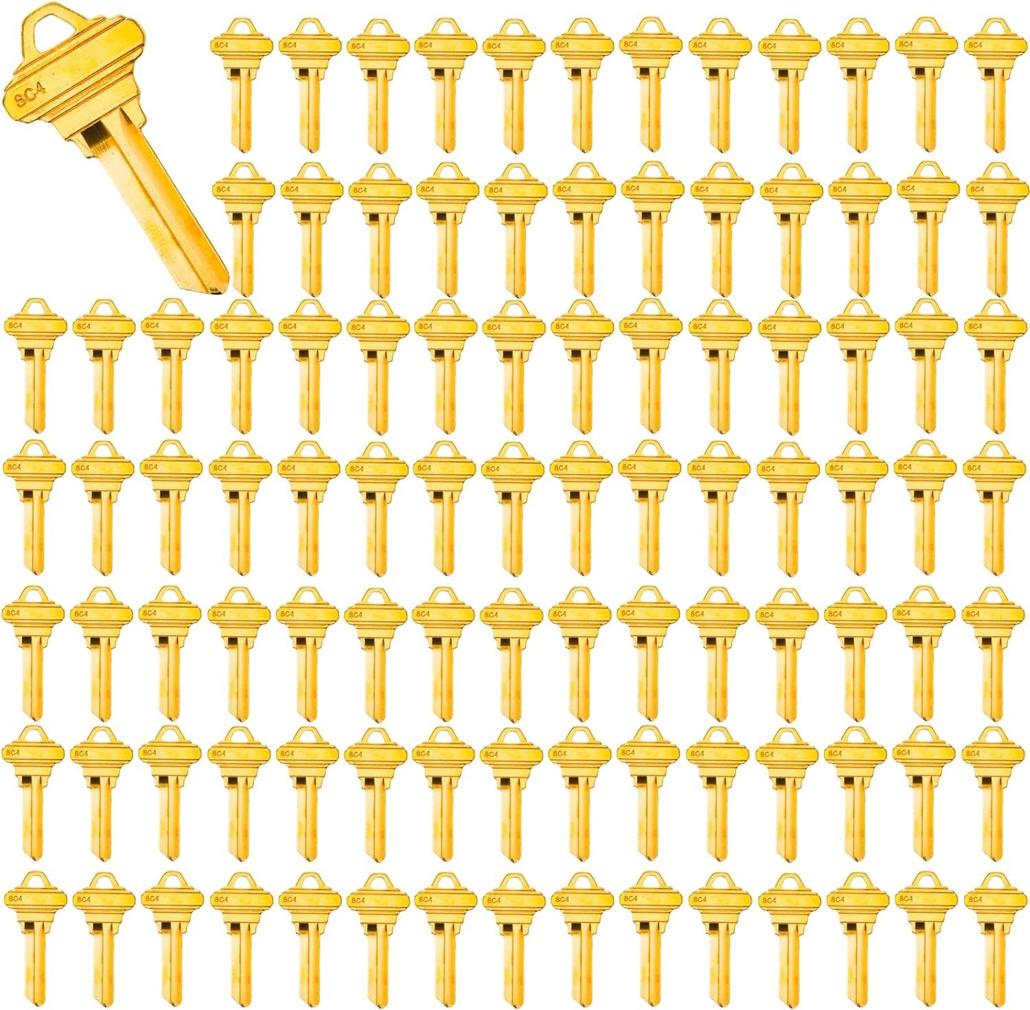 100PCS Brass Finish Uncut Key Blanks SC4 (6SH1) Blank Keys SC4 Key Blanks 6 Pin