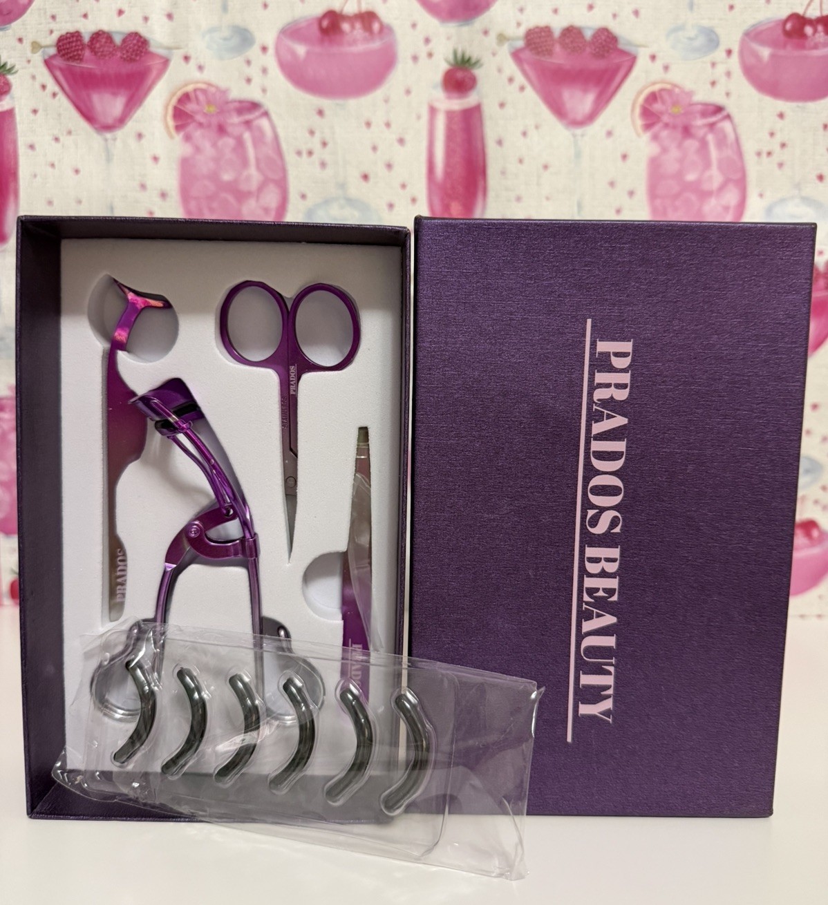 Prados Beauty Makeup applicator tool kit  eyelash curler & tweezers NIB!
