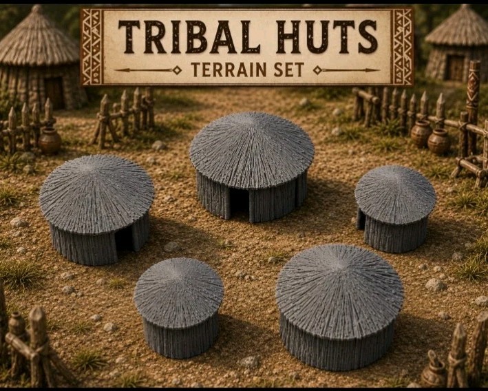 Tribal Hut Set - 32mm Scale - Fantasy - Modern - Island Hut Village - D&D