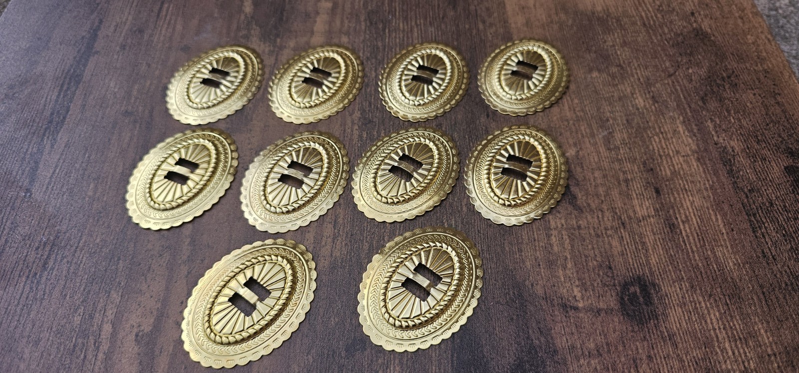 2 Inch Gold Sunburst Oval Concho (Made Of Steel) (Pack Of 10)