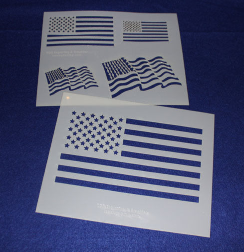 2 Piece Set -Mylar 14 Mil US Flag Stencils  Painting/Crafts/Stencil/Template