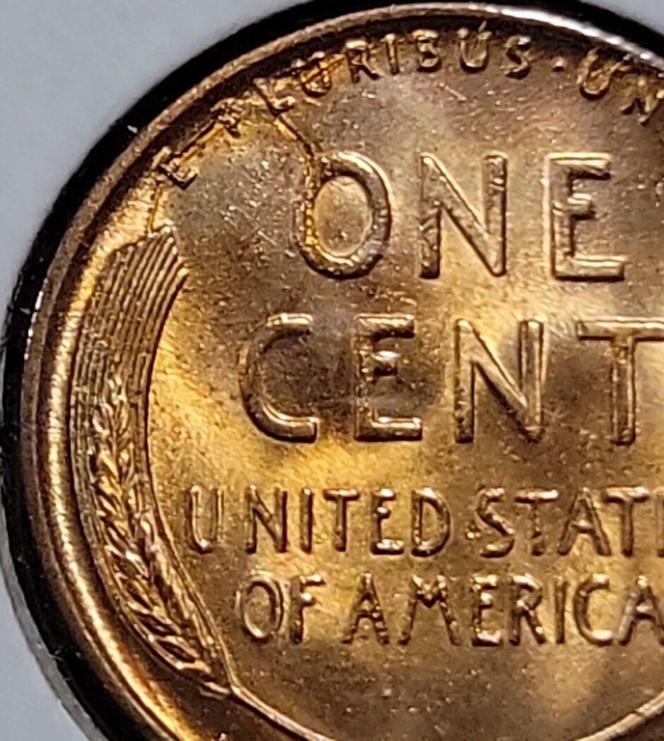 1939 Wheat Cent Penny Uncirculated Reverse Die Break - 5041