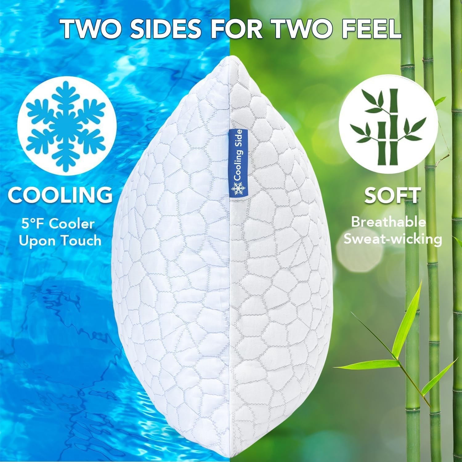 Cooling Pillow for Sleeping Adjustable Memory Foam Bed Pillow with Removable ...