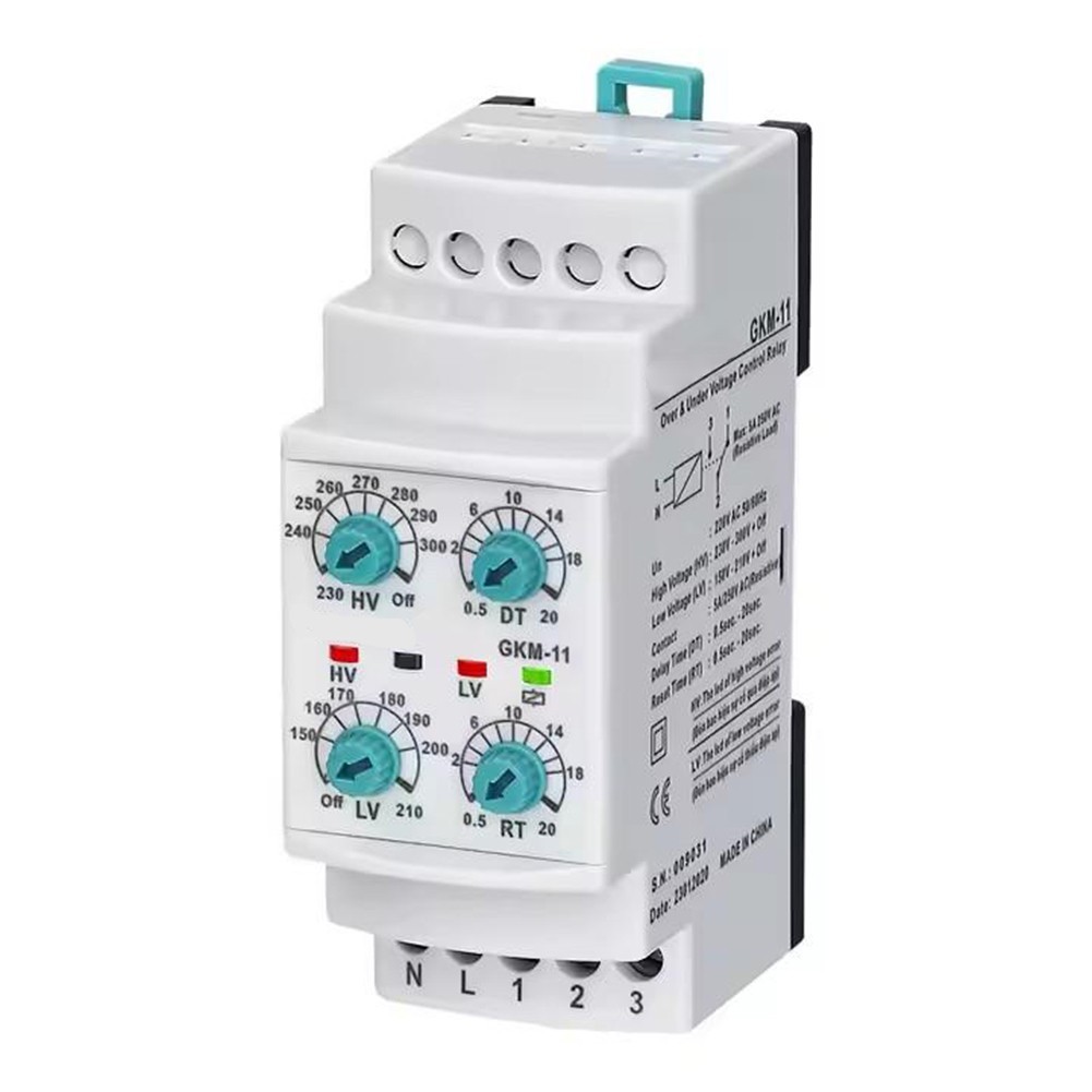 GKM11 three phase overvoltage undervoltage motor protection for relay 220VAC