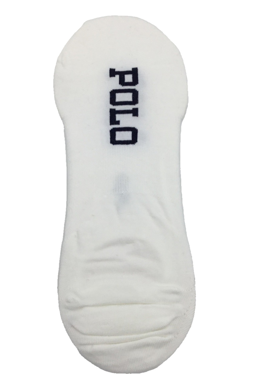Polo Ralph Lauren Men's No Show 3-Pairs Logo Dress Liners, White, Sock Sz 10-13