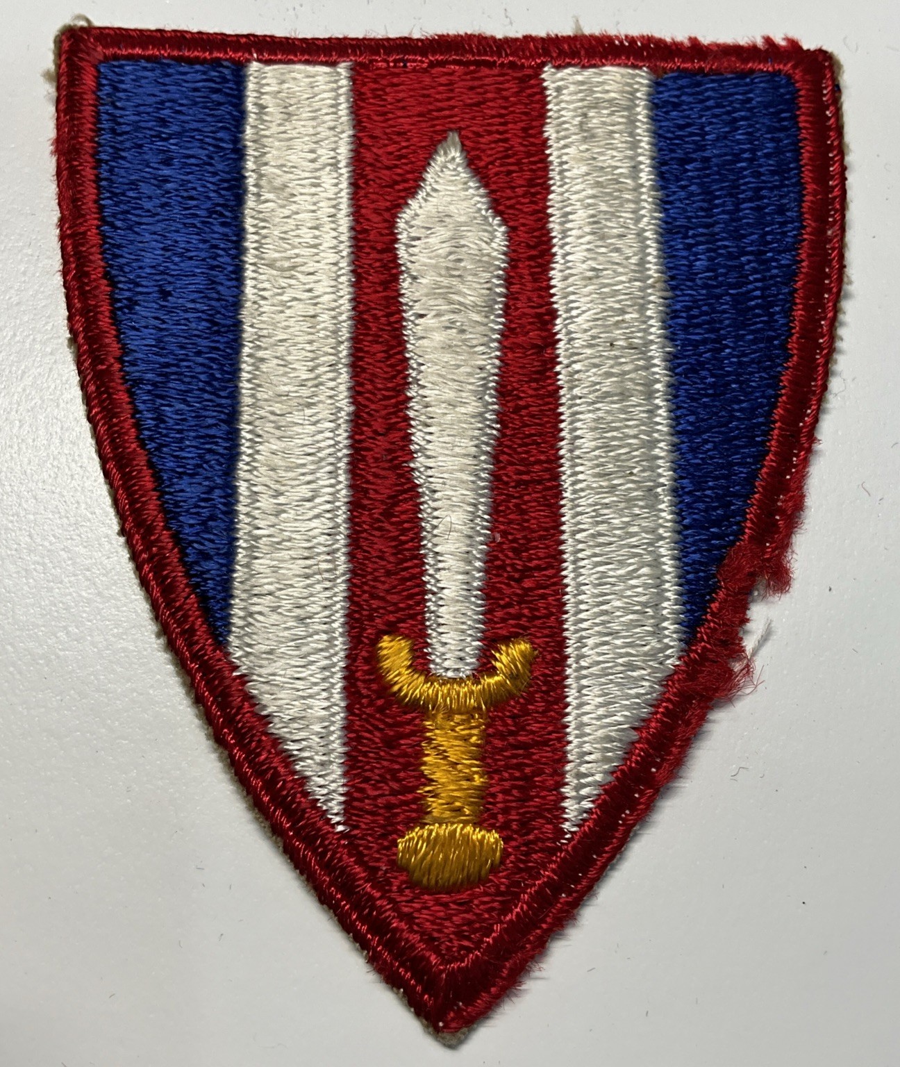 Original WWII U.S ARMY EUROPEAN CIVIL AFFAIRS BLUE CUT EDGE PATCH No Glow RedVar