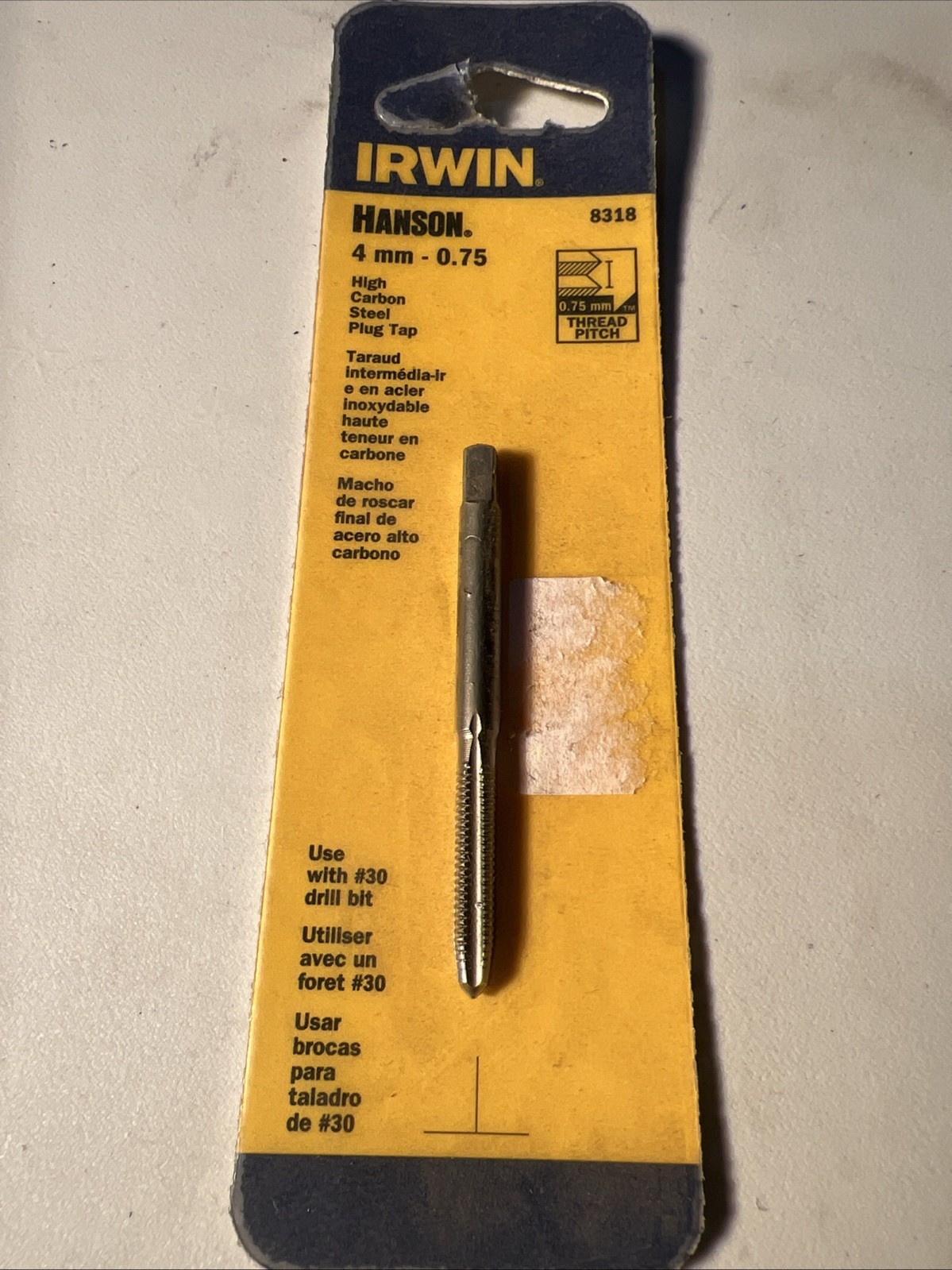 4mmX .75 Plug Hand Tap Metric 4MM Irwin 8318 Carbon Steel 4FL RH USA 4 Flute