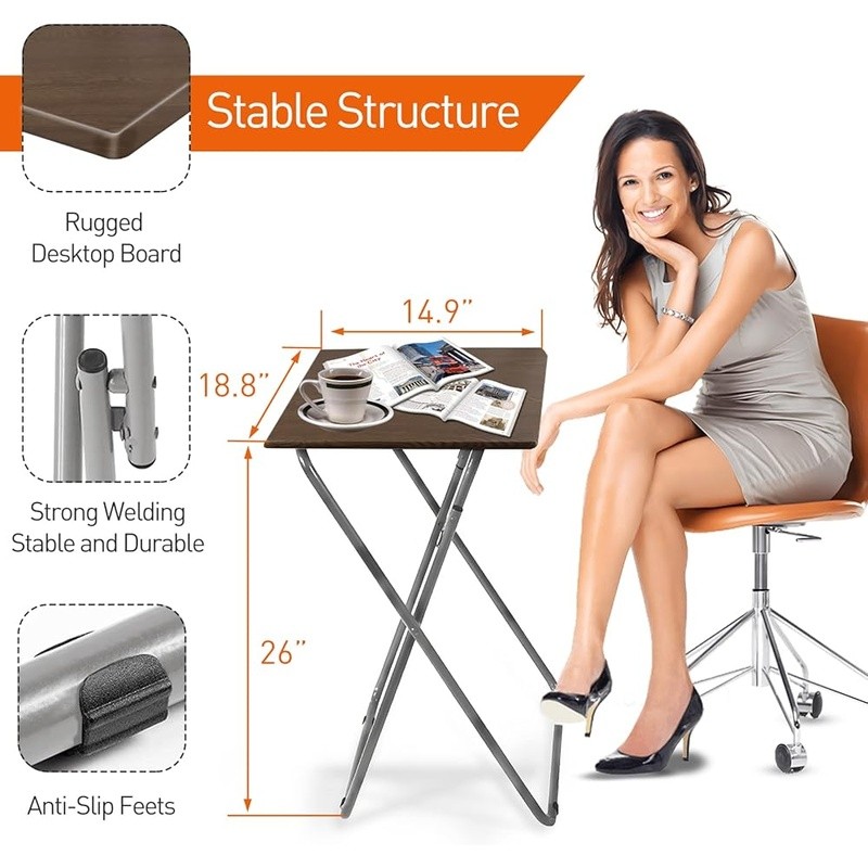 Folding TV Tray Table Multifunctional Snack Table Portable Easy Clean X-Shaped