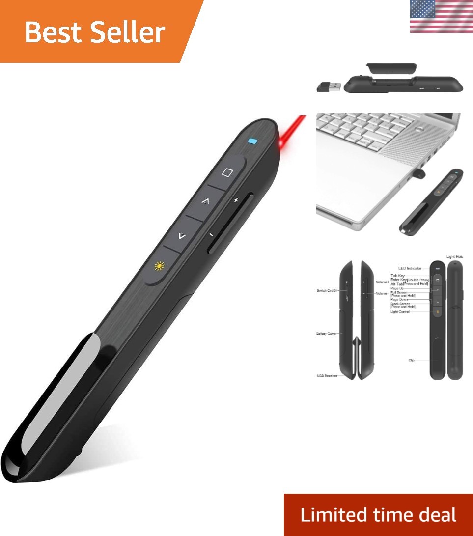 Wireless Presenter, Hyperlink Volume Control Presentation Clicker RF 2.4GHz U...