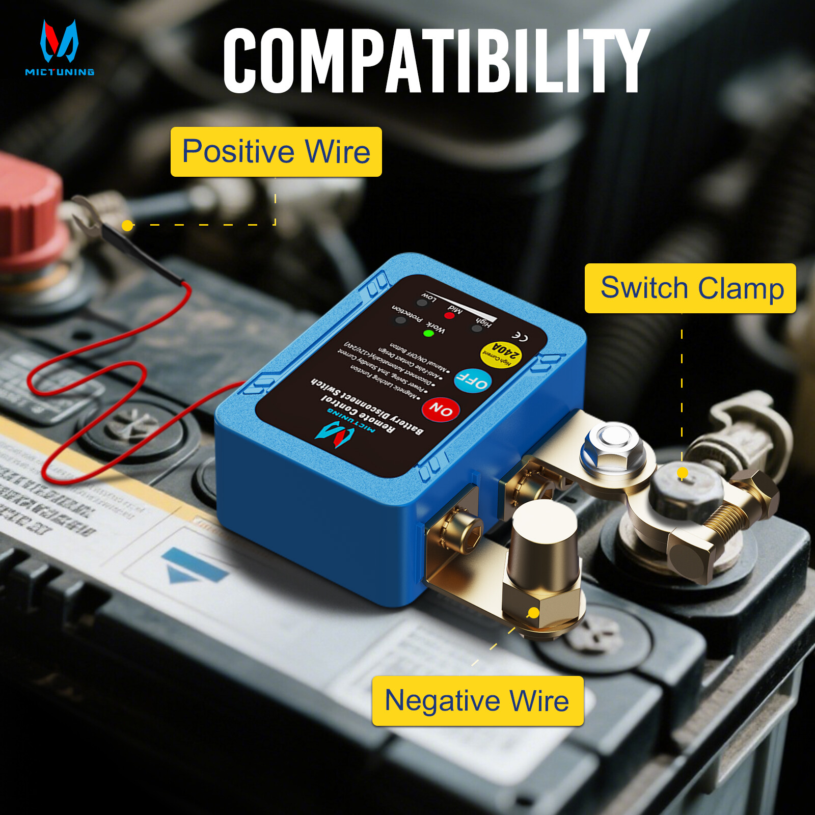 12V 240A Remote Battery Disconnect Switch Kill Automatic Power Shut Off Switch
