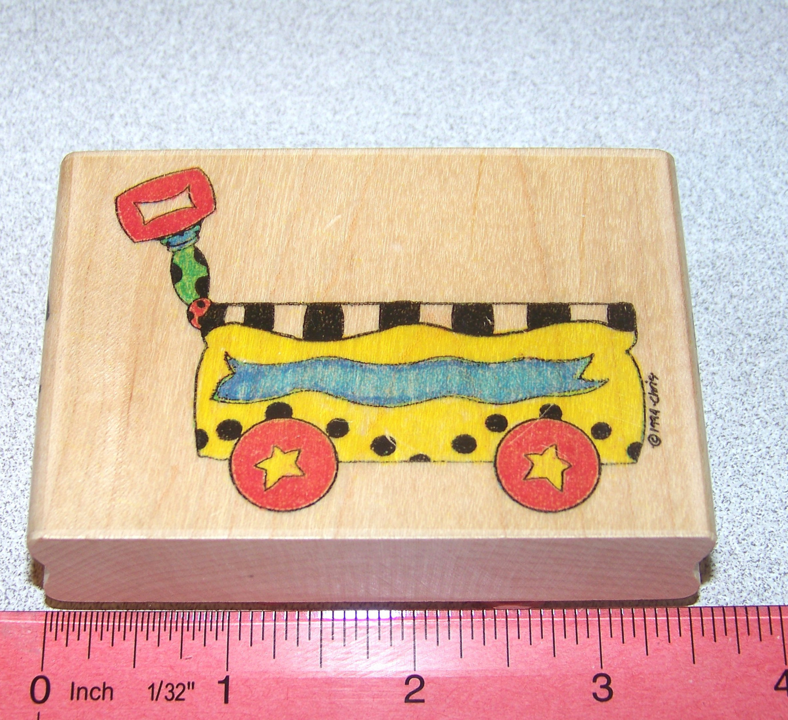 Little Wagon Stamp Star Dasher E - 1053 Kids Children Wood Mounted Rubber Clean