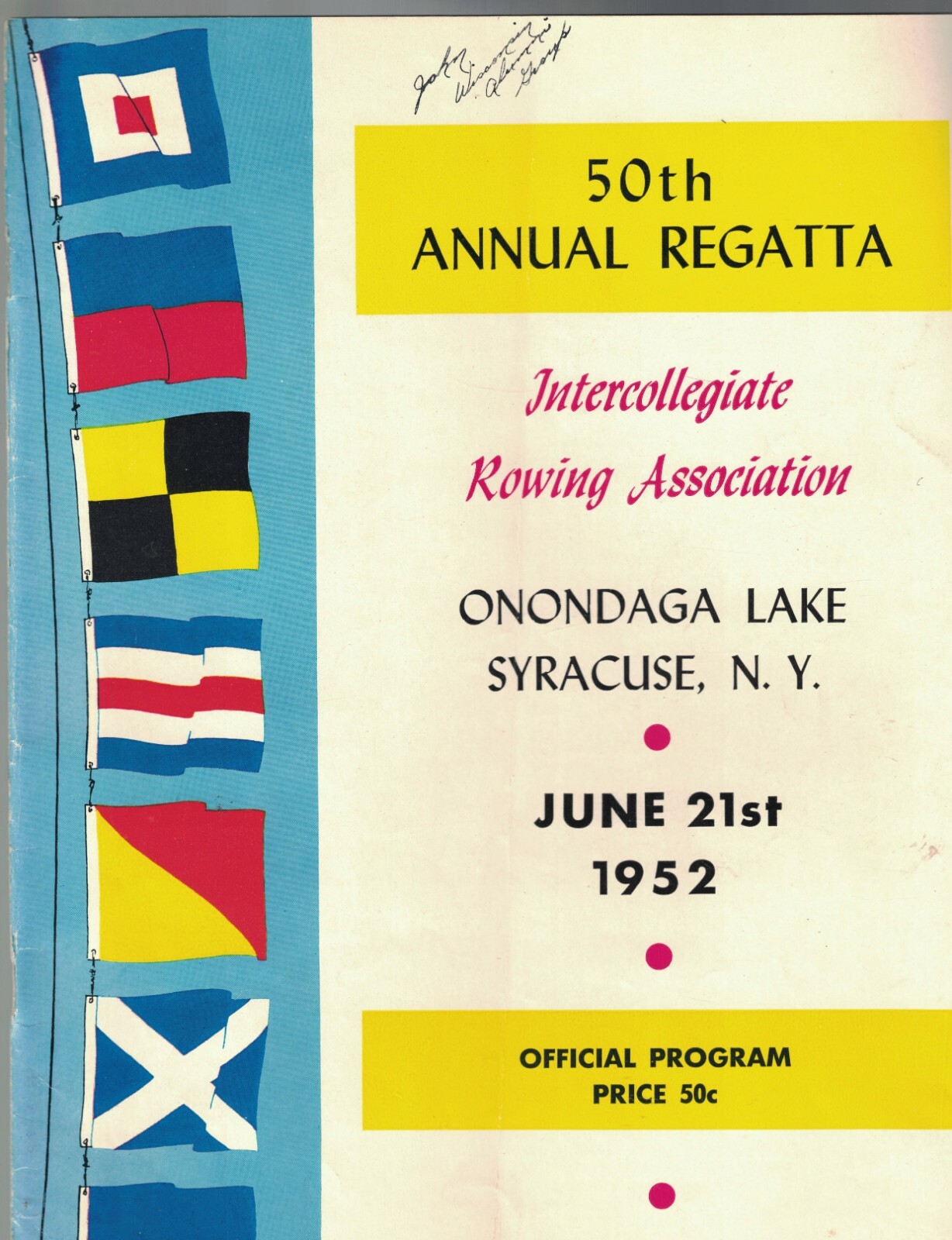 Intercollegiate Rowing Association 50th Annual Regatta Program June 21 1952