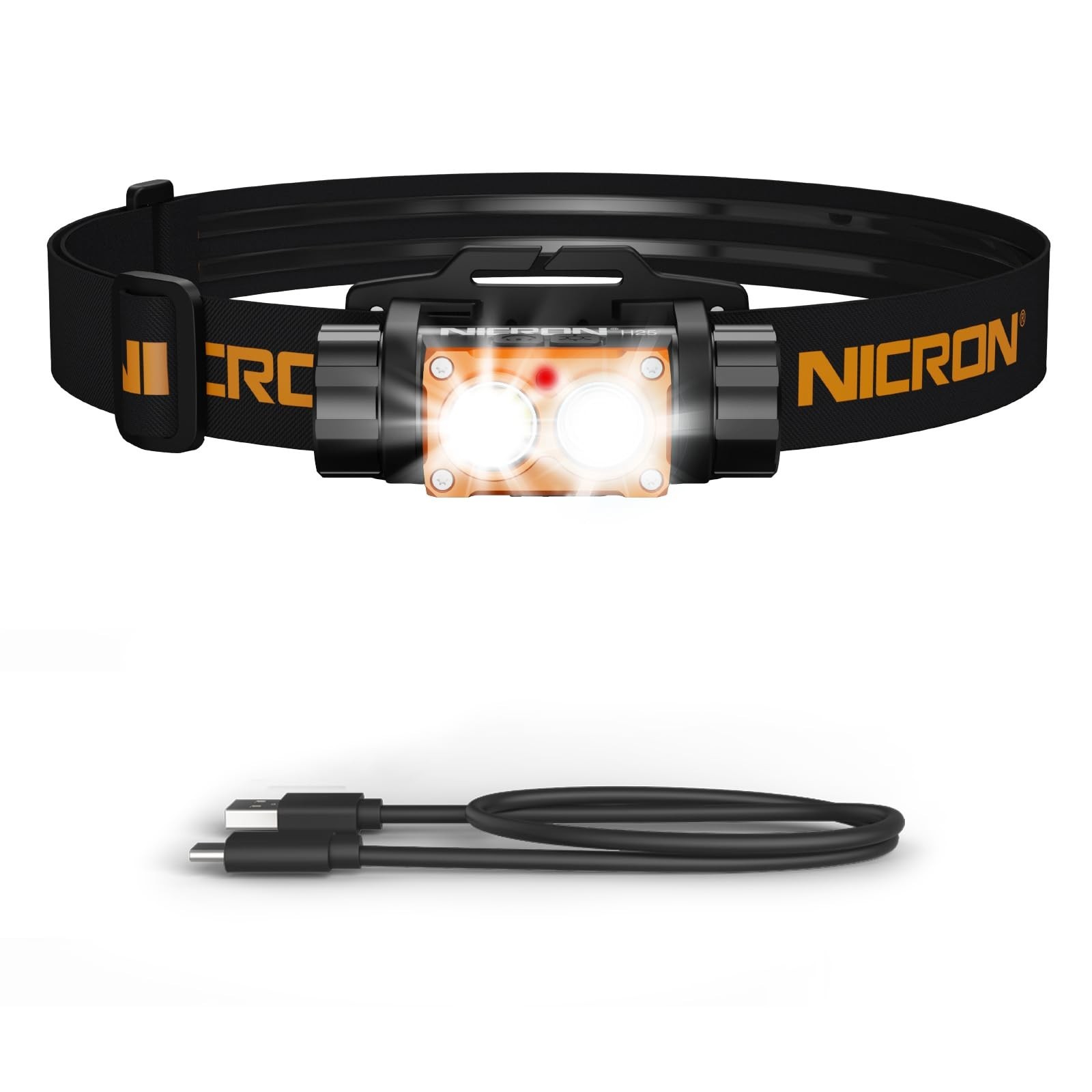 NICRON Headlamp Rechargeable, High Bright 1500 lumens 180° Rotating Aluminu