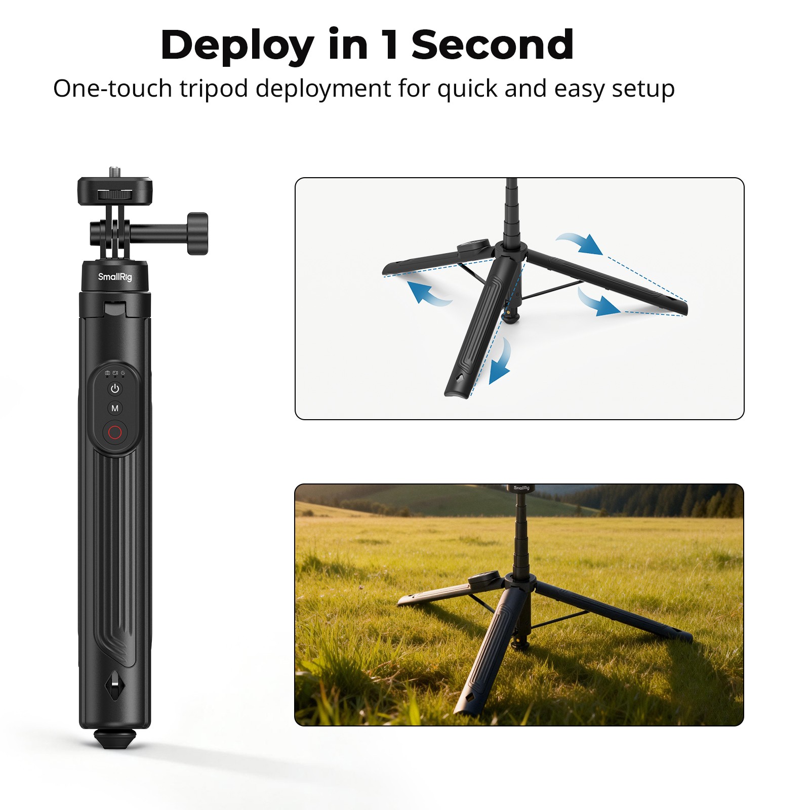 SmallRig 59" Selfie Stick Tripod with Remote Extendable Tripod Stand for DJI