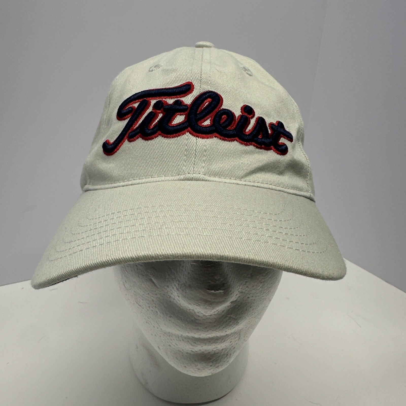 Titleist Golf Strap Back Hat Beige Cap Embroidered #1 Lynch Adjustable
