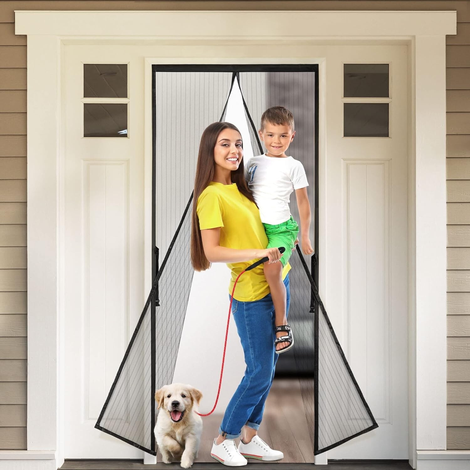 Screen Door 34 x 81 inch Black Fits Door Size 32" x 80" Heavy-Duty
