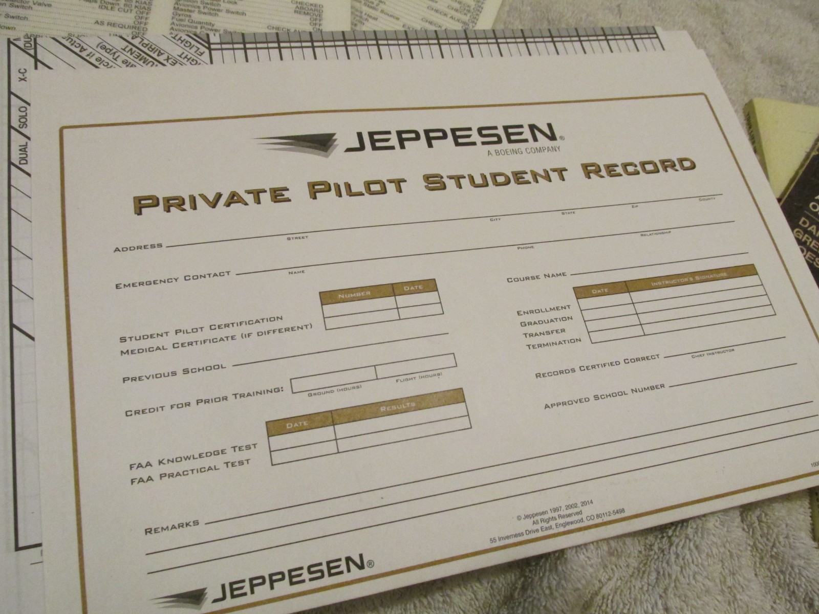NEW Lot Jeppesen Private Pilot Student Record Folder Instrument Maneuvers chart