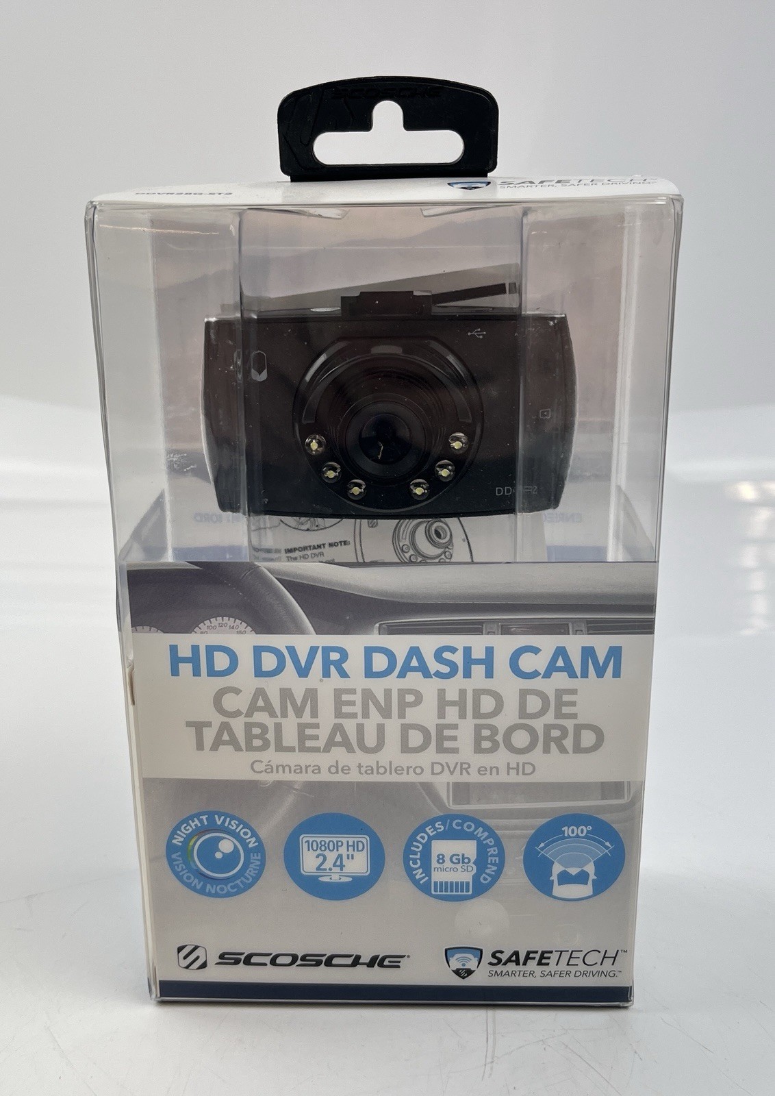 Scosche HD DVR Dash Cam with 2" Screen with 8GB Micro SD